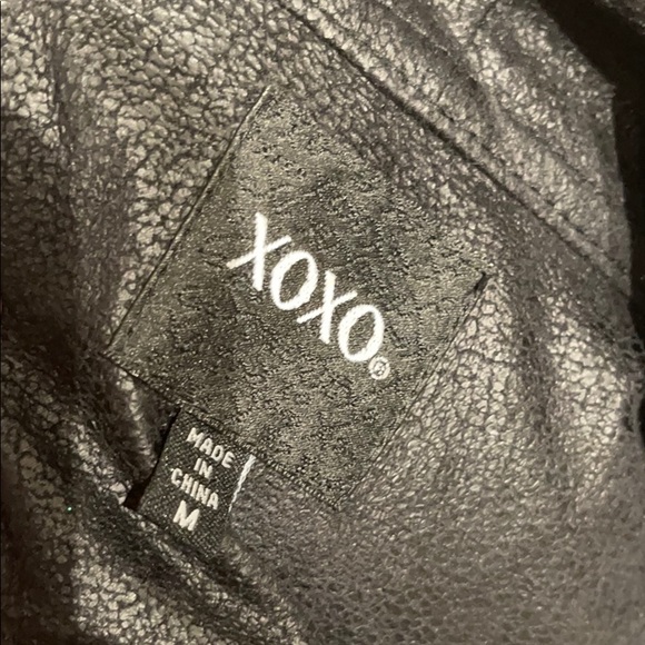 XOXO Jacket Fringe Faux Leather Black Medium - Picture 5 of 6